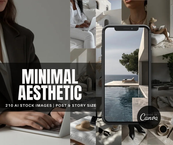 210 Minimal Aesthetic Bundle + Free Canva Pro